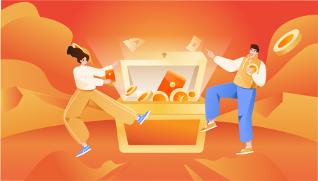 一对情侣开箱子插画