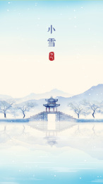 唯美颐和园古桥中国风冬季水墨画