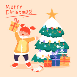 圣诞节儿童矢量插画