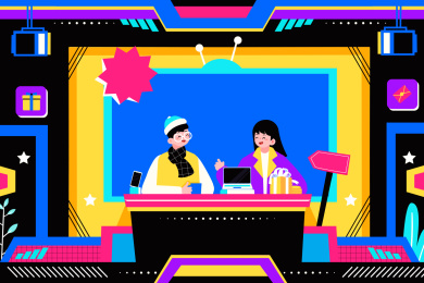 直播带货矢量插画