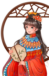 穿红衣的古风女孩