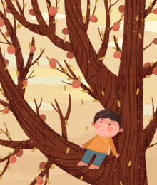 柿子树上的男孩