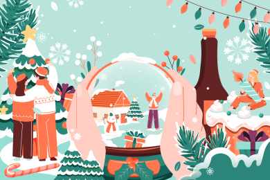 圣诞节平安夜电商活动矢量插画