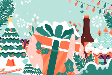 圣诞节电商礼物活动矢量插画