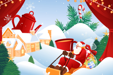 圣诞老人送礼物矢量插画