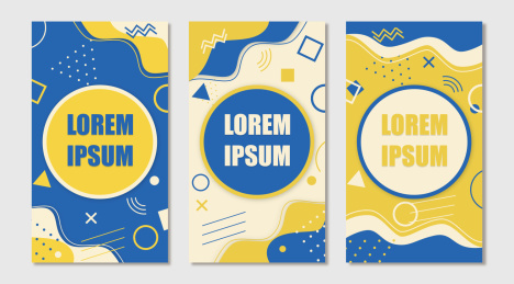  一组孟菲斯抽象风格封面海报宣传矢量图