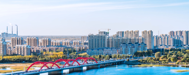 中国内蒙古通辽西辽河和彩虹桥风光