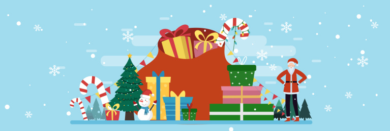 冬天圣诞老人圣诞节活动矢量插画