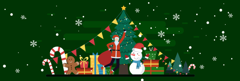 冬天圣诞老人圣诞节活动矢量插画