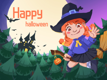 手绘魔女诡异的邀请参加万圣节