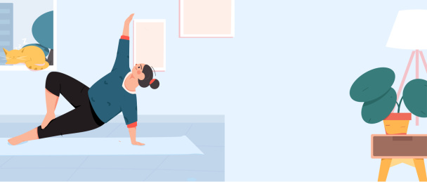 练习瑜伽的女生矢量创意插画