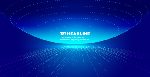 发光线条与球体形成具有空间感的科技背景。