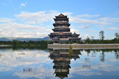 云南保山市清华湖湿地公园景观