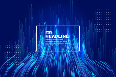 向上放射的发光线条，互联网科技大数据背景