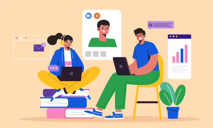 远程视频办公插画