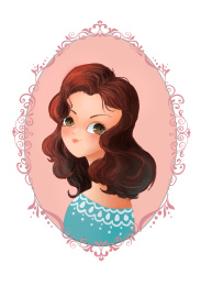 典雅女孩相框头像 板绘