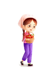 提着一篮苹果的农家女