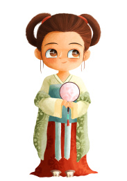 站立的古风小人物女孩