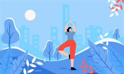 冬天户外练瑜伽