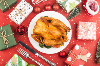 过圣诞节吃烤全鸡