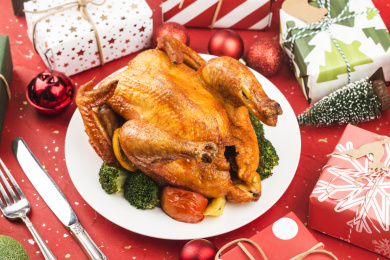 过圣诞节吃烤全鸡