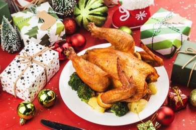 过圣诞节吃烤全鸡