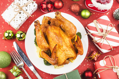 过圣诞节吃烤全鸡