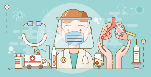 戴口罩医生抗击病毒肺炎疫情插画