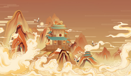 中国风古典山水风景画 横版