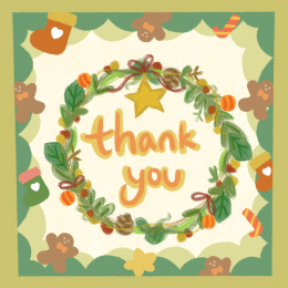 感恩节花环煎饼人礼物装饰插画