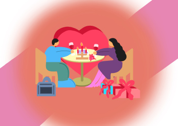 一对情侣在吃烛光晚餐