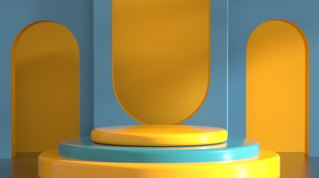 3D渲染柔色几何体电商展台