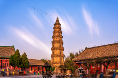 衡水市宝云寺的宝云塔日出图