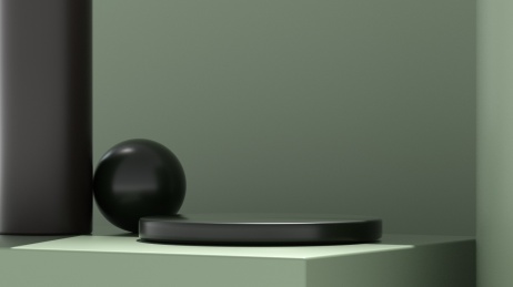 3D渲染简约几何圆柱体电商展台