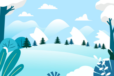 寒冷冬天雪后的美丽风景矢量插画