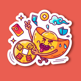 新年可爱卡通贴纸新年祝福语