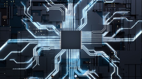 3D渲染电路板上的芯片