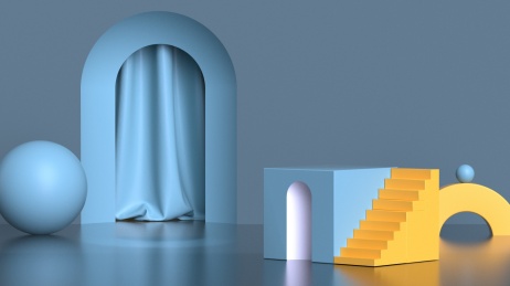 3D渲染卡通几何主题电商展台