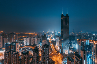  中国深圳市地王大厦罗湖中心区夜色