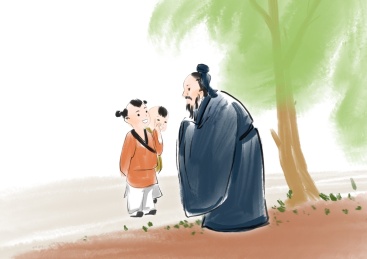 水墨中国画成语故事不耻下问