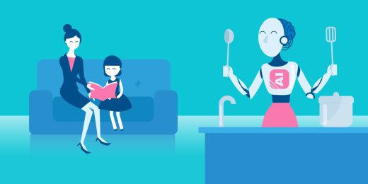 职场女子智能机器人家庭照顾插图