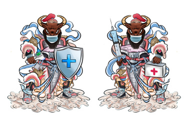 牛年防疫门神没背景