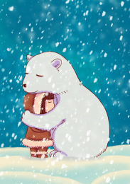 24节气大雪冬天下雪雪花寒冷可爱白熊