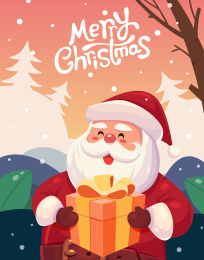 圣诞节圣诞老人送礼物插画