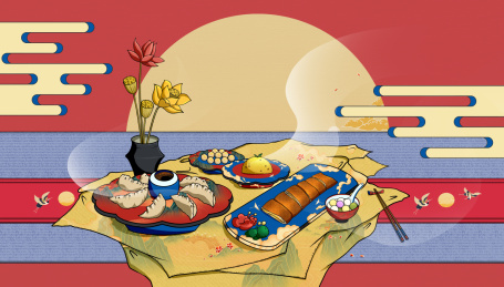 冬至地方传统美食插画