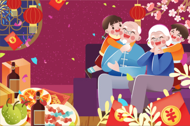 中国风过年喜庆矢量插画