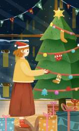 女孩庆祝圣诞节