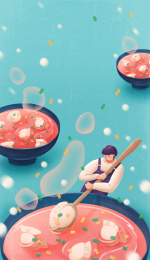 冬至饺子手绘插图