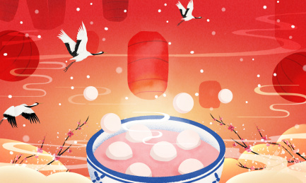 冬至立冬节气元旦新年元宵节吃元宵插画