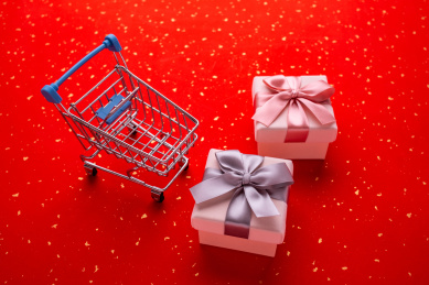 春节新年网络购物概念图  